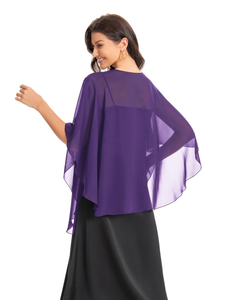 Hotshawl Womens Chiffon Shawls and Wraps, Wedding Party Shawl Scarf for Evening Dresses (Purple) - Image 5